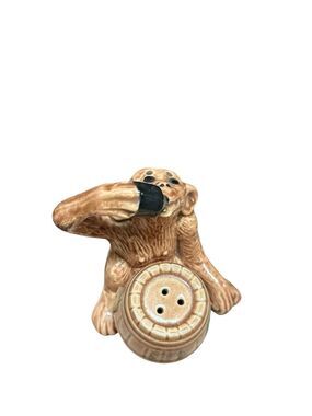Vintage Drinking Chimp and Whiskey Barrel Salt and Pepper Shaker Set Ceramic